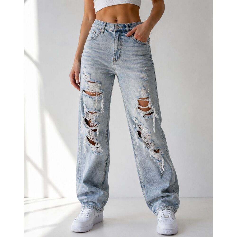 Vintage 2000s American Eagle Y2K Grunge Distressed Bootcut Jeans Size 2